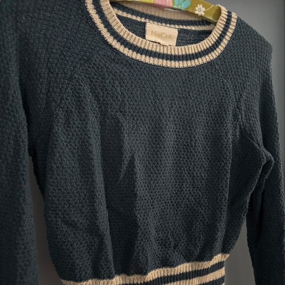 Modcloth MidTown Mixer Cropped Sweater Blue Cream - Picture 2 of 6